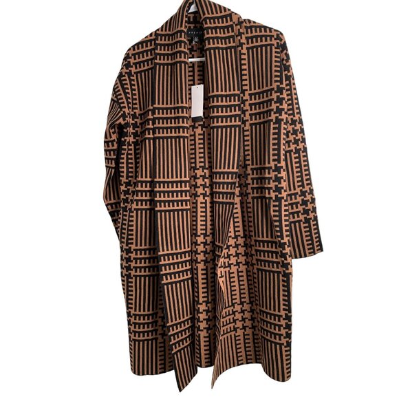 Womens Premise Geo Cognac Cardigan Open 7185 Size S/M NWT Shawl Collar Laser cut - Picture 2 of 12